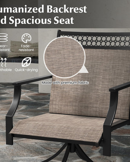 Giantex Swivel Outdoor Chairs, Patio Dining Chairs, Round Steel Base