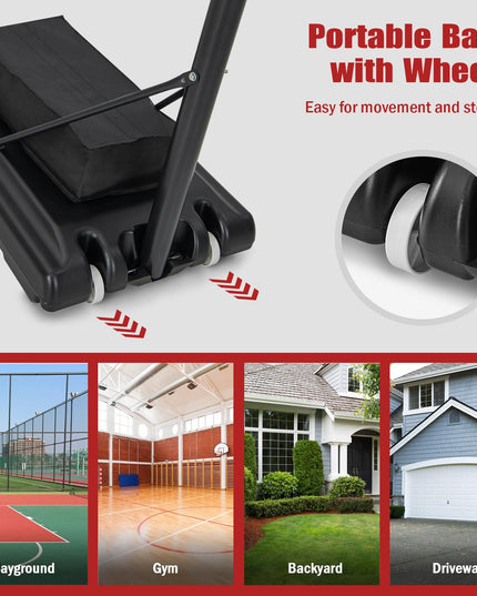 Giantex Basketball Hoop Outdoor 4.4-10 FT Adjustable, Portable Basketball Hoop Goal System w/ 44 Inch Shatterproof Backboard
