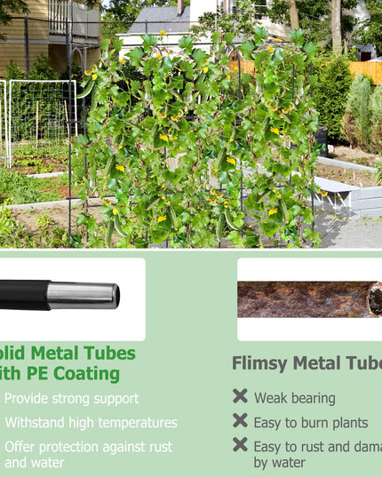 Giantex Garden Arched Trellis for Climbing Plants, 71” x 71” U-Shaped Tall Cucumber Trellis for Raised Garden Bed