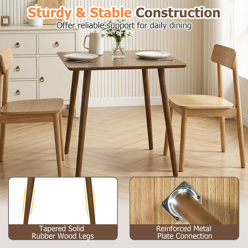 GIANTEX 27.6" Small Dining Table for 2-4 w/Solid Rubber Wood Legs