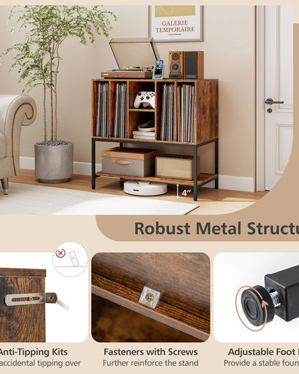 Giantex Turntable Stand with Storage Shelves Hold Up to 150+ Albums