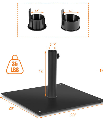 Giantex 35lbs Patio Umbrella Base, Suitable for 1.6''-1.9'' Umbrella Poles (20'' x 20'')