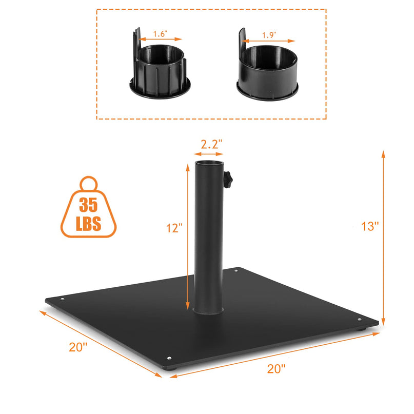 Giantex 35lbs Patio Umbrella Base, Suitable for 1.6''-1.9'' Umbrella Poles (20'' x 20'')