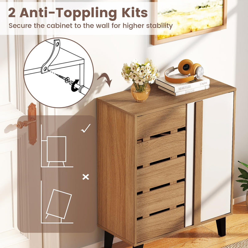 Giantex 4-Tier Farmhouse Shoe Rack Cabinet with Adjustable Shelves & Vent Holes