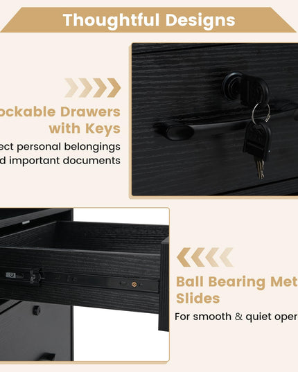 Giantex 4-Drawer Lateral File Cabinet with Lock Adjustable Shelf Open Components