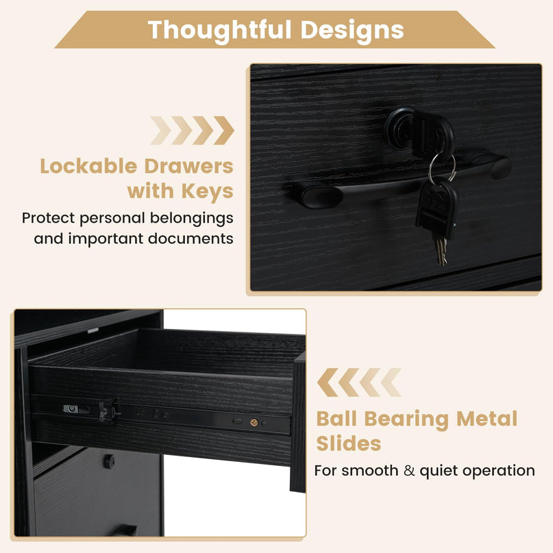 Giantex 4-Drawer Lateral File Cabinet with Lock Adjustable Shelf Open Components