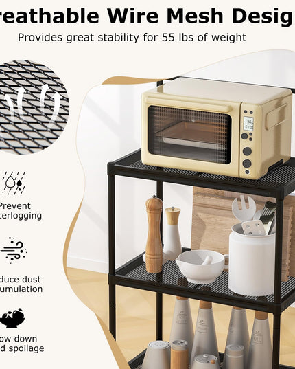 Giantex Bakers Rack, 4-Tier Microwave Oven Stand, Kitchen Storage Rack with Mesh Wire Metal Shelves