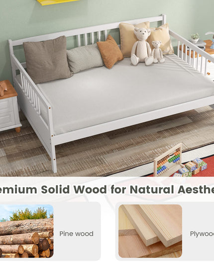 Giantex Full Size Daybed, Wooden Daybed Sofa Bed Frame with Wood Slat Support for Kids Teens (Full)