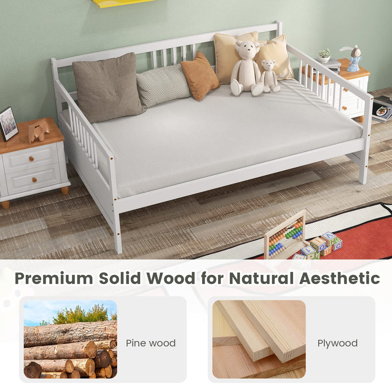Giantex Full Size Daybed, Wooden Daybed Sofa Bed Frame with Wood Slat Support for Kids Teens (Full)