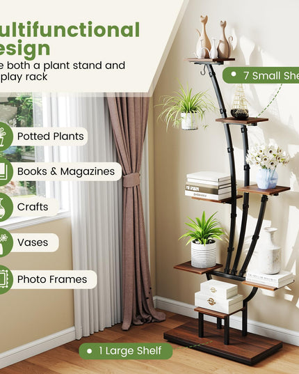 Giantex Plant Stand Indoor with Grow Lights 8-Tier 62" Tall Corner Metal Plant Shelf