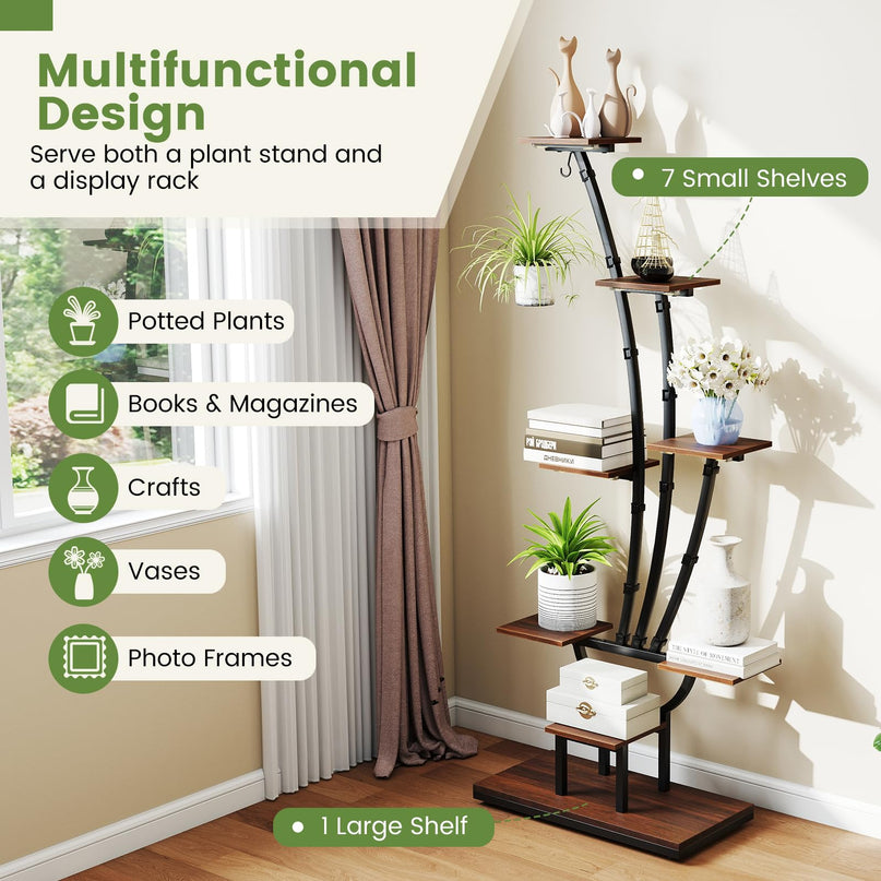 Giantex Plant Stand Indoor with Grow Lights 8-Tier 62" Tall Corner Metal Plant Shelf
