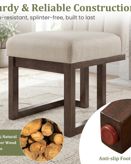 Giantex Farmhouse Fabric Upholstered Kitchen Chairs with 5.5" Thickened Padded Seat