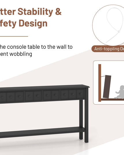 Giantex Narrow Console Table with Storage - 60" Long Sofa Side Table w/ 4 Drawers & Open Shelf, Espresso