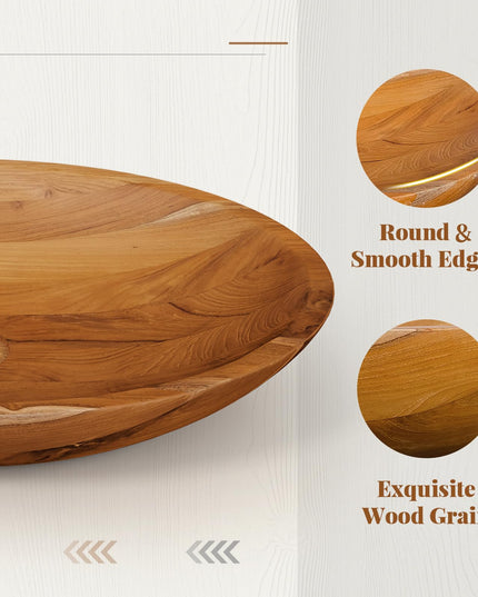 Giantex Teak Wood Vessel Sink - Bathroom Washbasin with Smooth Finish, No Assembly Art Basin (23.5” x 16” x 4.5”)