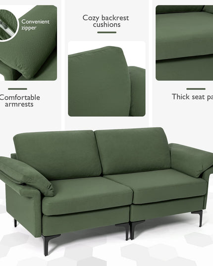 Giantex 72.5" L Loveseat, 2-Seat Sofa Couch with Removable Armrest Pillows