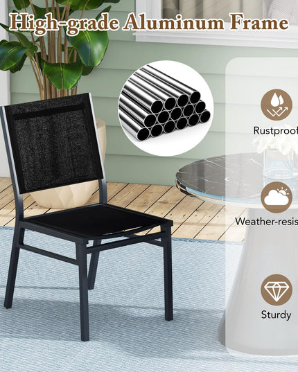 Giantex Outdoor Patio Dining Chair, Armless Dining Chair with Breathable Fabric Seat & Backrest