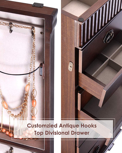 Standing Jewelry Armoire Cabinet Storage Chest - Giantex