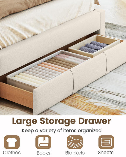 Cadre de lit Queen Size Giantex avec tiroir de rangement