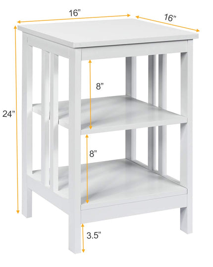 Giantex Nightstand 3-Tier Sofa Side Table W/Reinforced Bars and Stable Structure