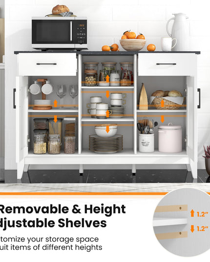 Giantex Sideboard Buffet Cabinet with 2 Drawers, Kitchen Storage Cabinet w/2 Doors, Open Compartments