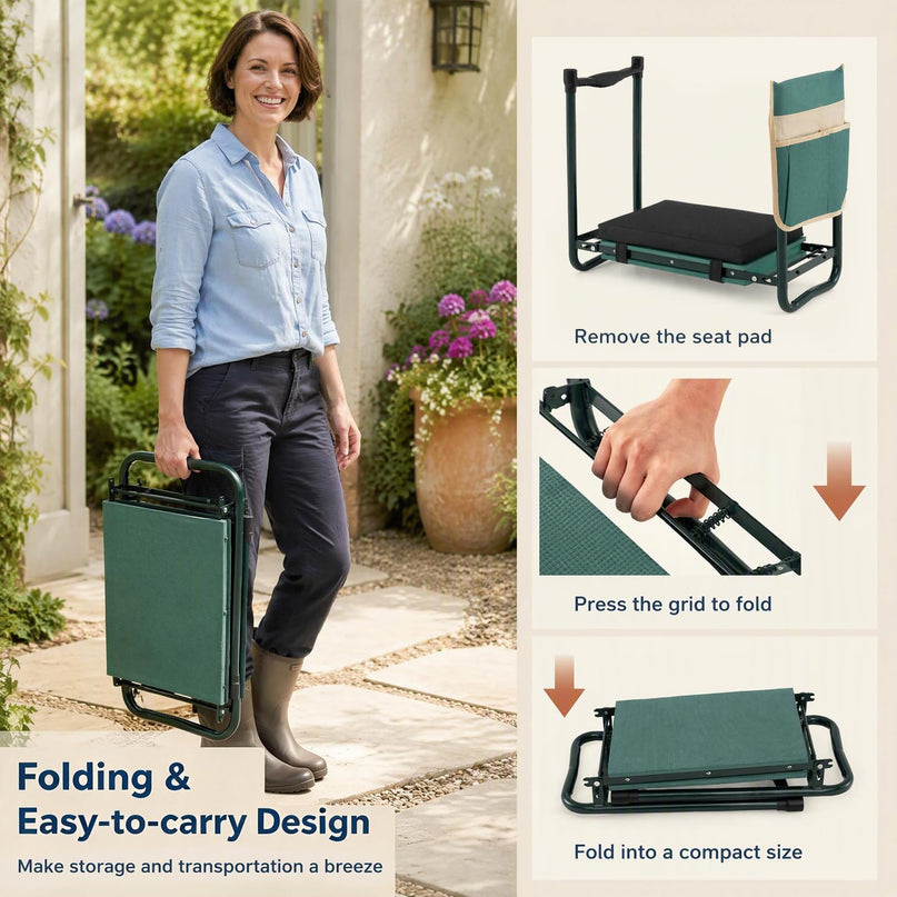 GIANTEX 11-Inch Wide Garden Kneeler and Seat | Foldable 2-in-1 Gardening Bench