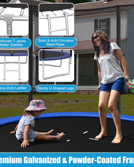 ASTM Approved 8 10 12 14 15 16Ft Trampoline for Adults Kids