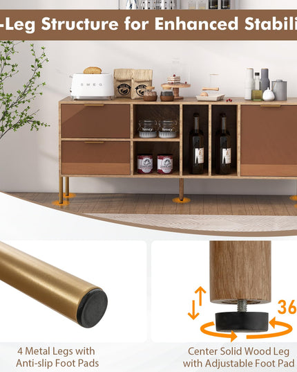 Giantex Mirrored Buffet Cabinet, Wooden Kitchen Sideboard Storage Cabinet w/2 Drawers & 1 Door Accent Cabinet