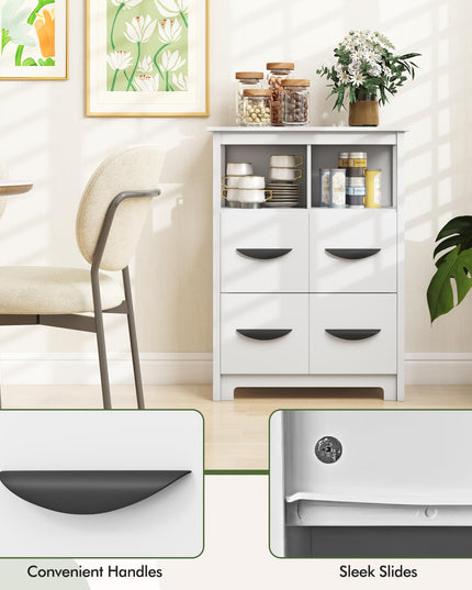Giantex Storage Cabinet with Large Drawers, Open Storage Compartments, Anti-Tipping Kit, White