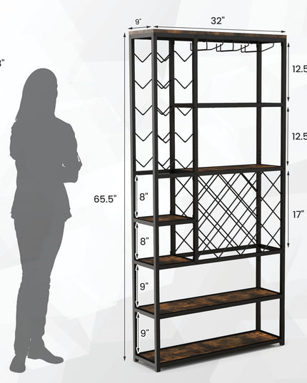 Giantex 27-Bottle Wine Rack Freestanding Floor, Industrial Metal Wine Storage Rack