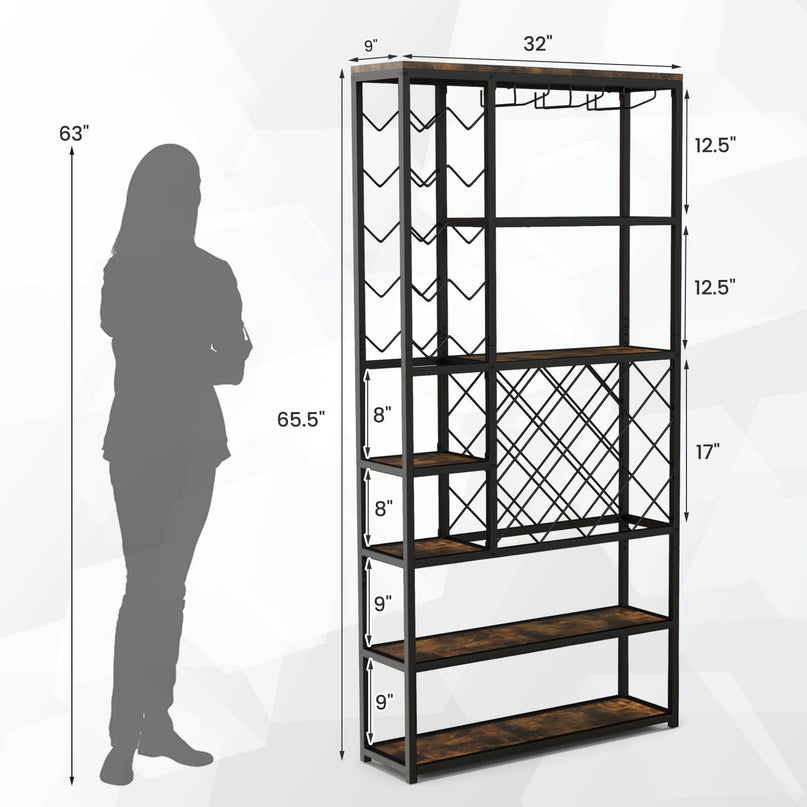 Giantex 27-Bottle Wine Rack Freestanding Floor, Industrial Metal Wine Storage Rack