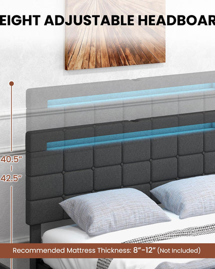 Giantex Bed Frame with LED Lights and 4 Drawers