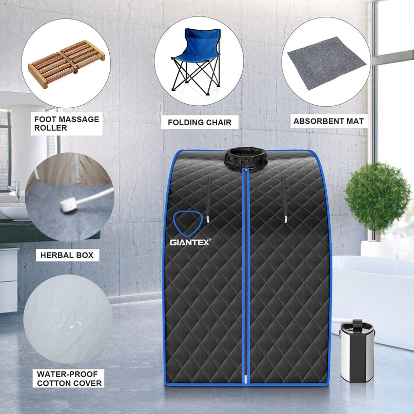 Giantex Portable Steam Sauna, Personal Therapeutic Sauna for Detox, Temperature & Timer Adjustable