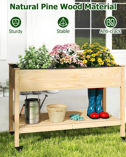 Giantex Jardinières surélevées mobiles Lot de 1/2 jardinières en bois