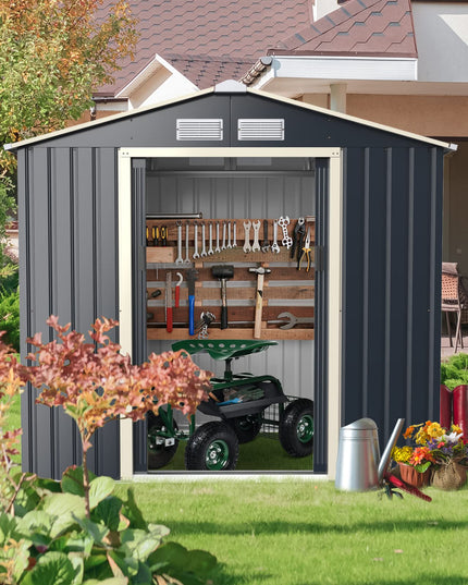 Outdoor Storage Shed with Double Sliding Door