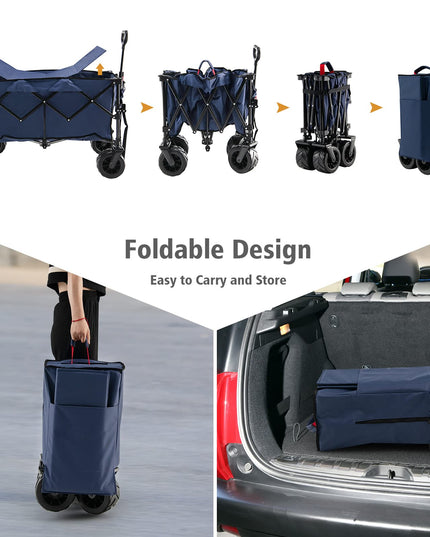 Giantex Folding Wagon Cart, Collapsible Beach Wagon with All Terrain Universal Wheels