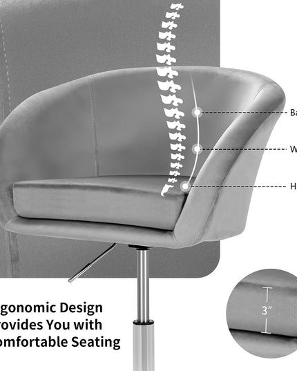 Height Adjustable Modern Velvet Makeup Chair with Chrome Frame