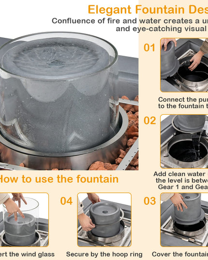 Giantex Fountain Fire Pit Table - 50,000 BTU Square Fire Table w/ Middle Fountain