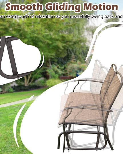 Giantex 2-Person Outdoor Rocking Chair with Metal Frame and Breathable Fabric