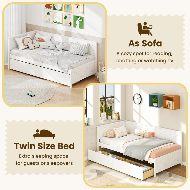 Giantex Twin Daybed with 2 Storage Drawers