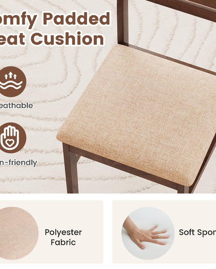 Giantex Wooden Dining Chairs Set of 2/4 Fabric Upholstered Kitchen Armless Chair