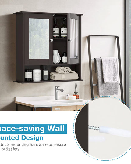 Giantex Medicine Cabinet, Bathroom Wall Cabinet with 2 Mirrored Doors, Adjustable Shelf