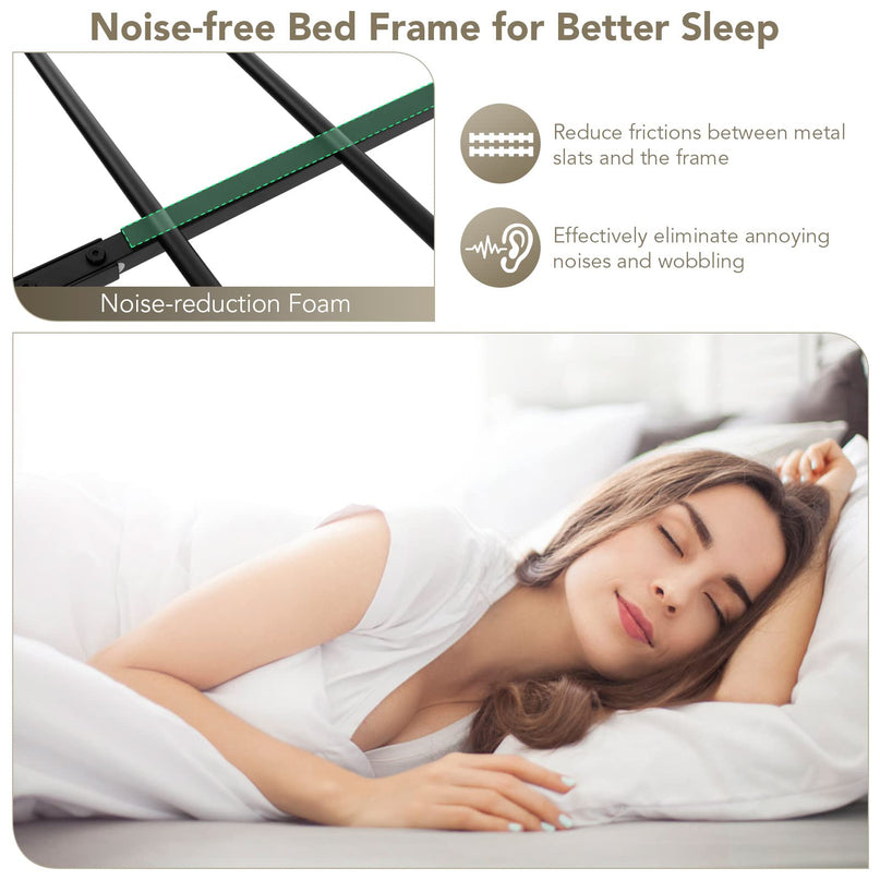 Giantex Full/Queen Size Metal Platform Bed Frame with Vintage Headboard and Footboard