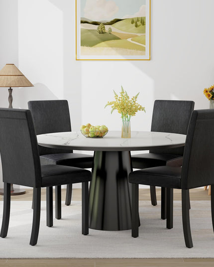 Giantex Dining Chairs Set of 4, Upholstered Kitchen Dinette Chairs w/Wood Frame