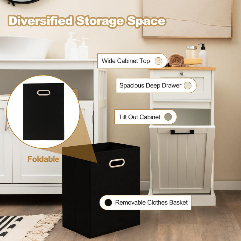 Giantex Tilt Out Laundry Hamper Cabinet