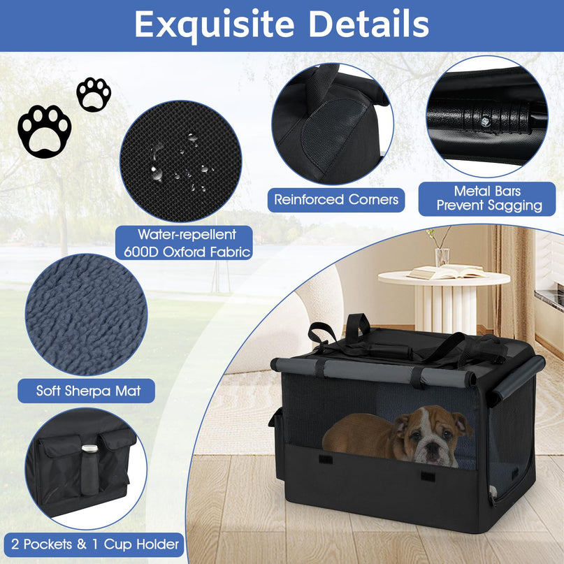 Giantex Portable Dog Crate for Travel Expandable Soft-Sided Pet Carrier with Mesh Windows