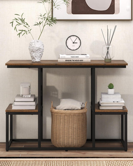 Giantex TV Stand for 50-Inches TVs - Industrial Sofa Table with Open Storage Shelves, 2-Tier Display Rack