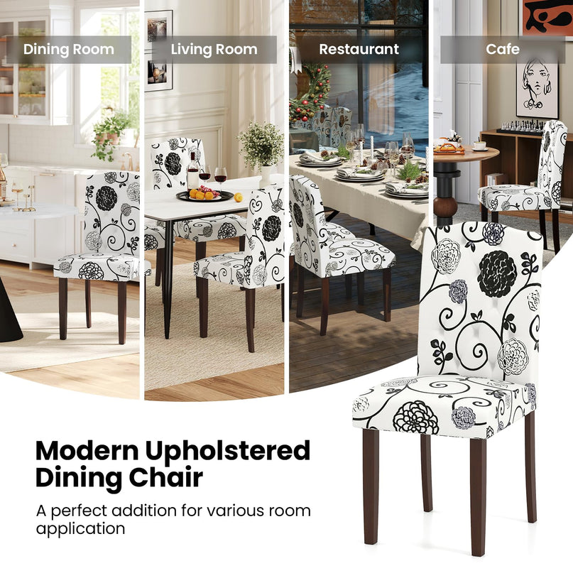 Giantex Tufted Dining Chairs Set of 2/4 Upholstered Kitchen Chair（18" x 22.5" x 37"）