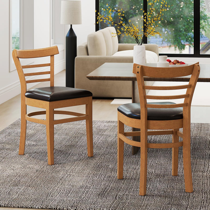 Giantex Wooden Dining Chairs Set of 2/4 w/Rubber Wood Legs