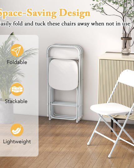 Giantex Folding Chair with Plastic Seat & Back, Heavy-Duty Metal Frame