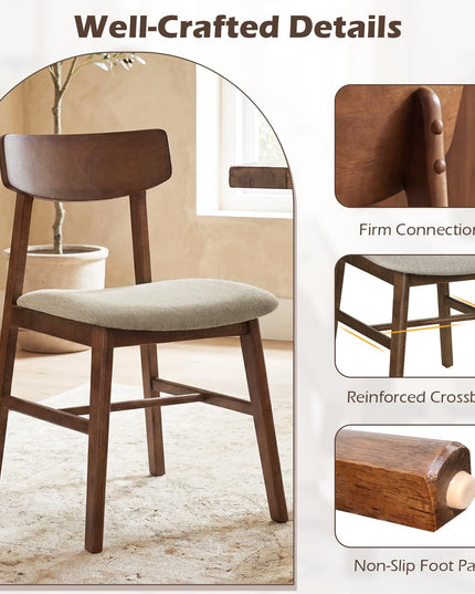 Giantex Solid Rubber Wood Dining Room Chairs with Curved Backrest
